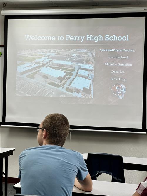 Ryan Wold attends a SPED Perry High School tour on July 17, 2023.