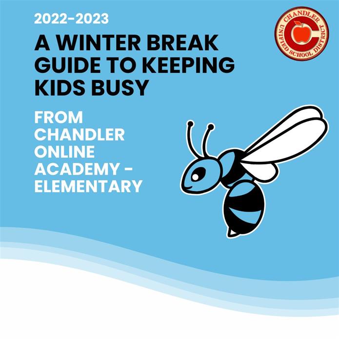 An image that says "A Winter Break Guide to Keeping Kids Busy From Chandler Online Academy"