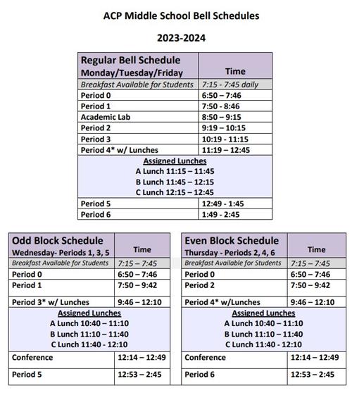 Bell Schedule & A/B Day Calendar – Arsenal Technical High School