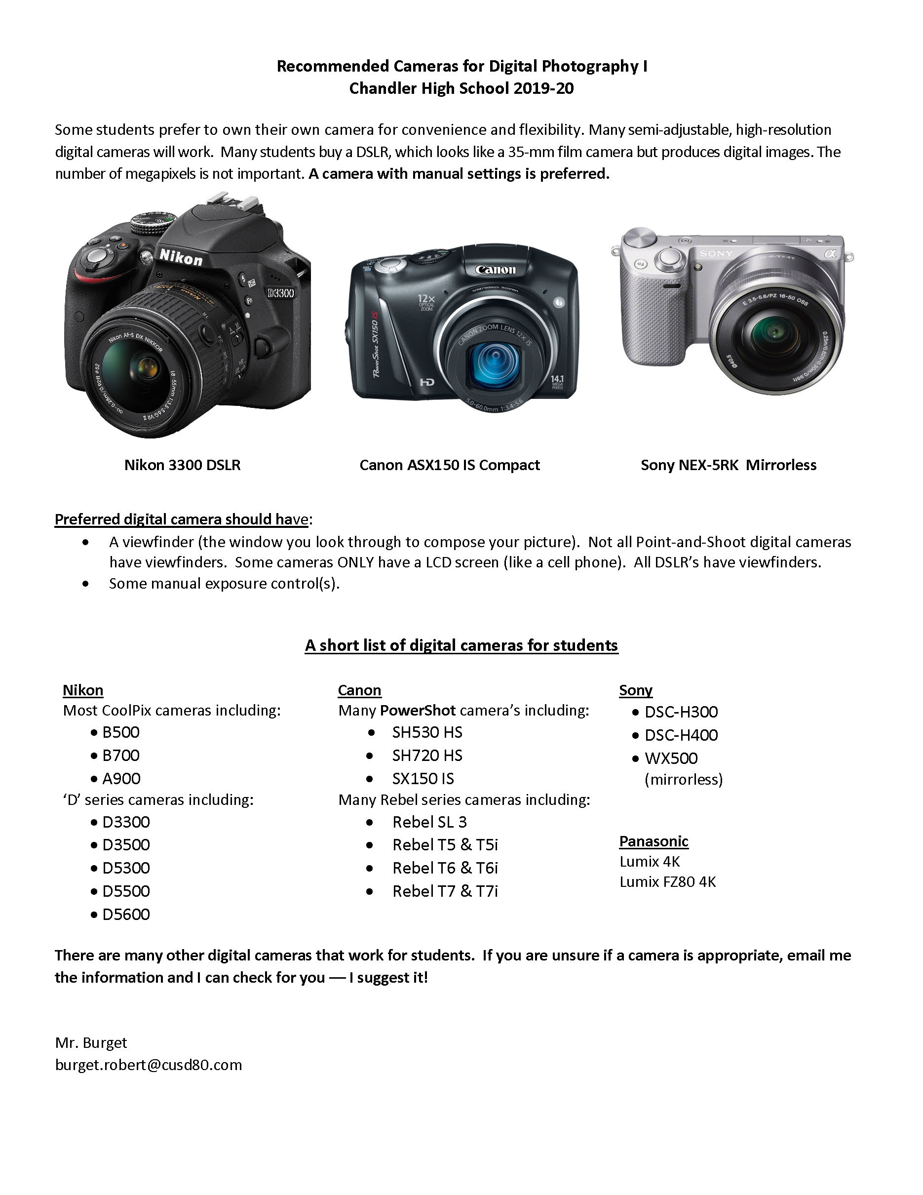 diagram of digital camera information